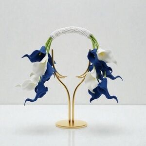 Custom Hand-Made Blue and White Calla Lily Wedding Bouquet